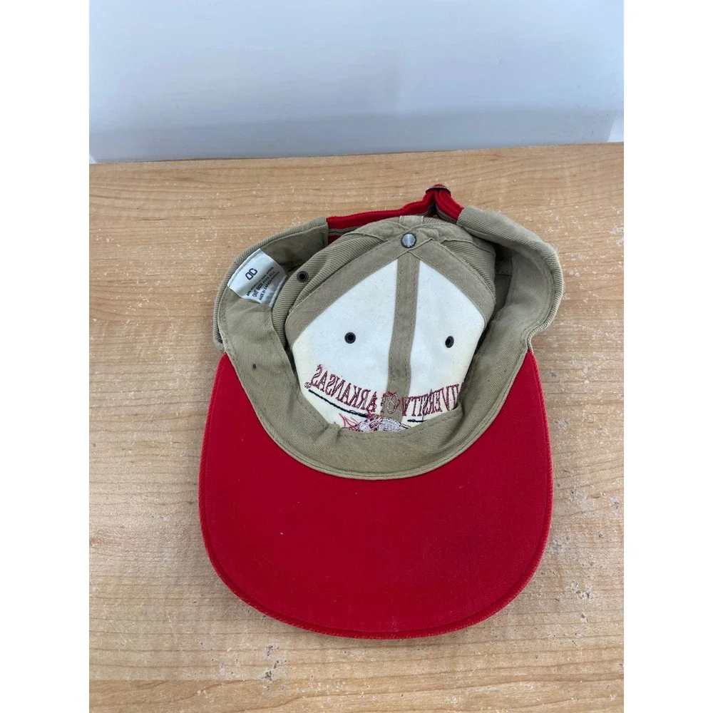 University of Arkansas Razorbacks OC Baseball Cap Hat Khaki Red Adjustable Mens